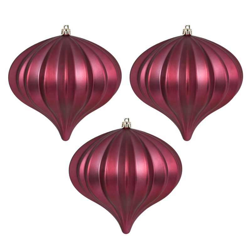 Vickerman 5.7" Berry Red Matte Onion Christmas Ornament, UV Treated, Set of 3 image number 3