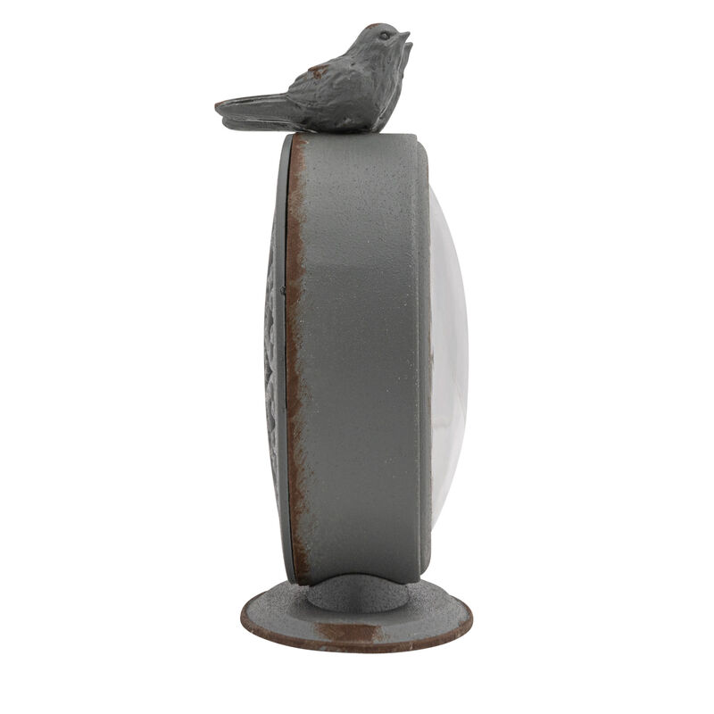 Decorative Pewter Mantel Clock with Bird Accent, Grey Finish image number 5