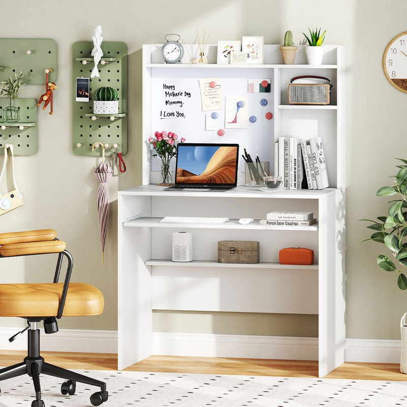Compact Office Desk with Hutch and Magnetic Whiteboard for Productivity image number 5