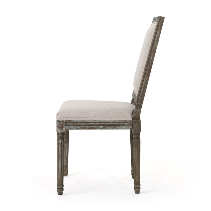Side Dining Chair Set of 2, Wheat Beige Polyester, Distressed Brown image number 3