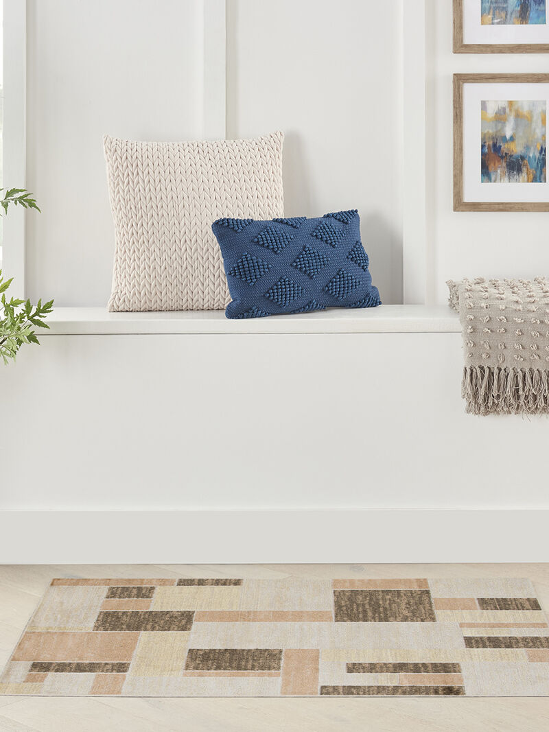 Astra Machine Washable ASW09 Beige/Multicolor 3'3" x 5' Rug