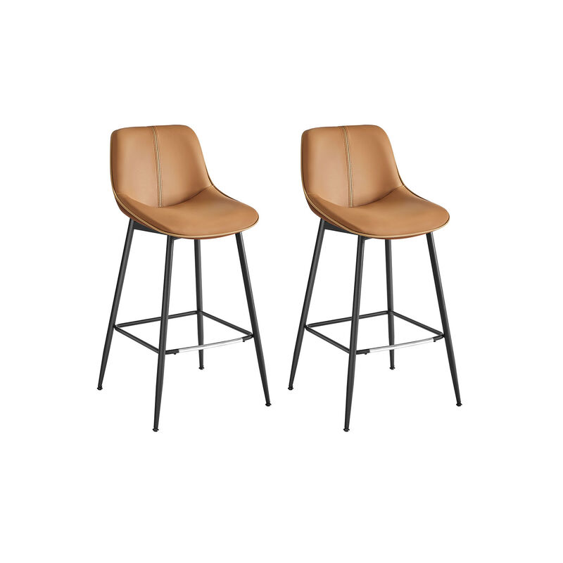 Set of 2 Bar Height Stools &ndash; Modern Tall Chairs with Back Support & Sturdy Base for Home Bar or Countertop