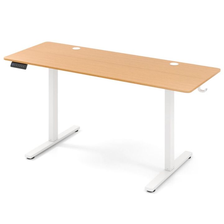 Hivvago Electric Standing Desk with 3 Memory Heights and 2 Hanging Hooks and Cable Holes