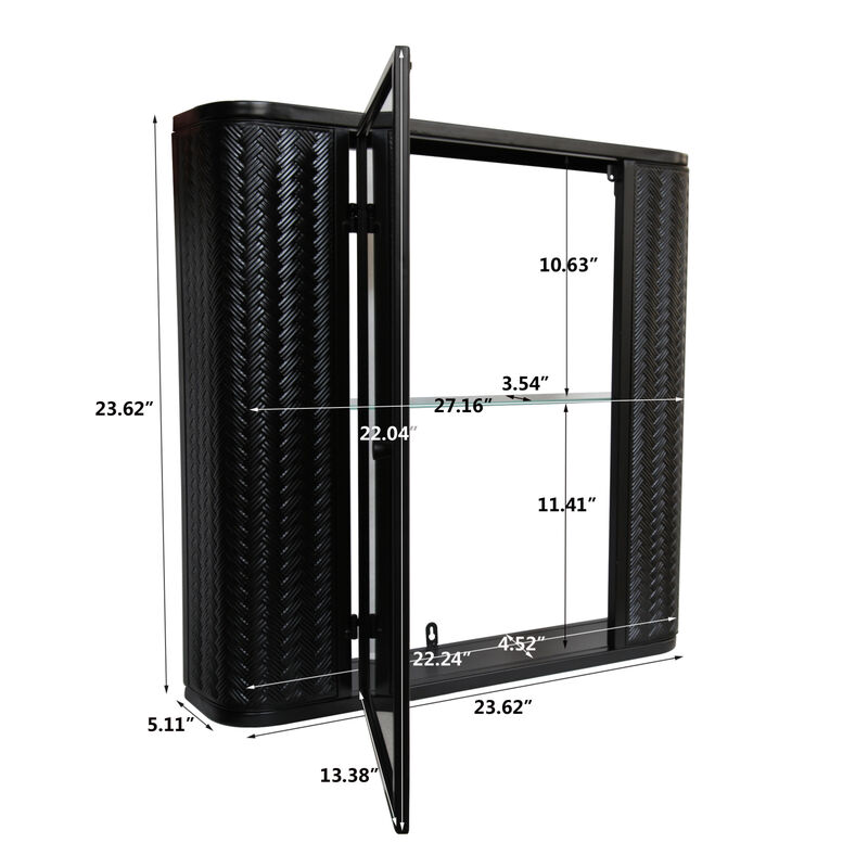 ELEMENT ACE Wall-Mounted Bathroom Cabinet with Mirror Metal Framed Door Medicine Cabinet Inner Shelves Storage Modern Farmhouse Style image number 2