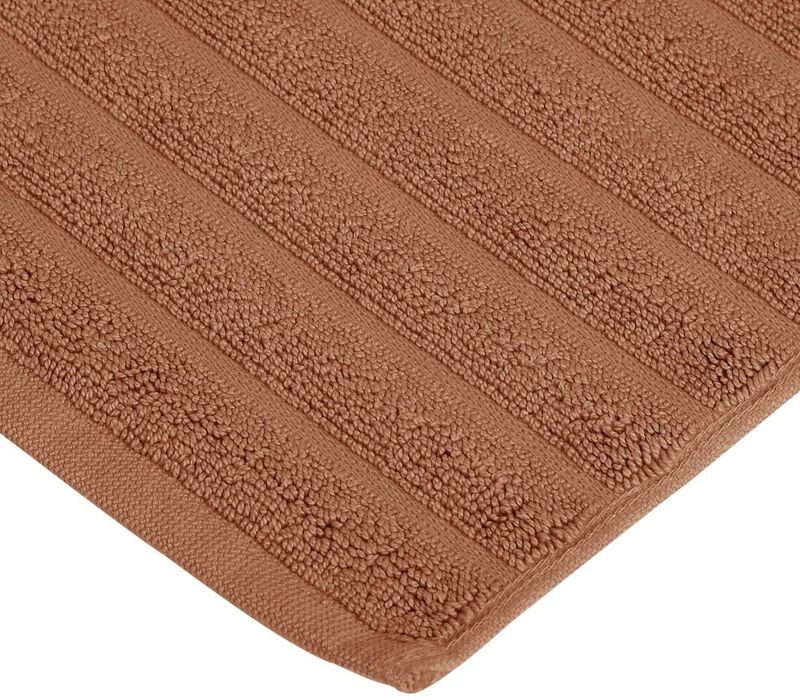 2 Piece Cotton Bath Mat Set with Lined Design for Bathroom image number 2