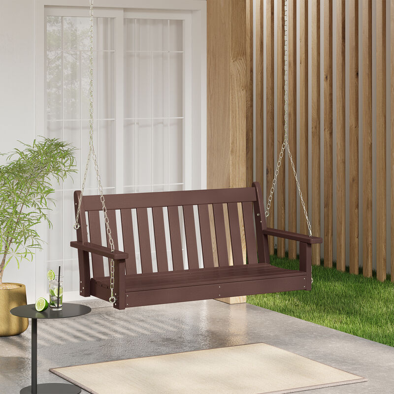 WestinTrends Outdoor Patio HDPE Hanging Front Porch Swing Bench