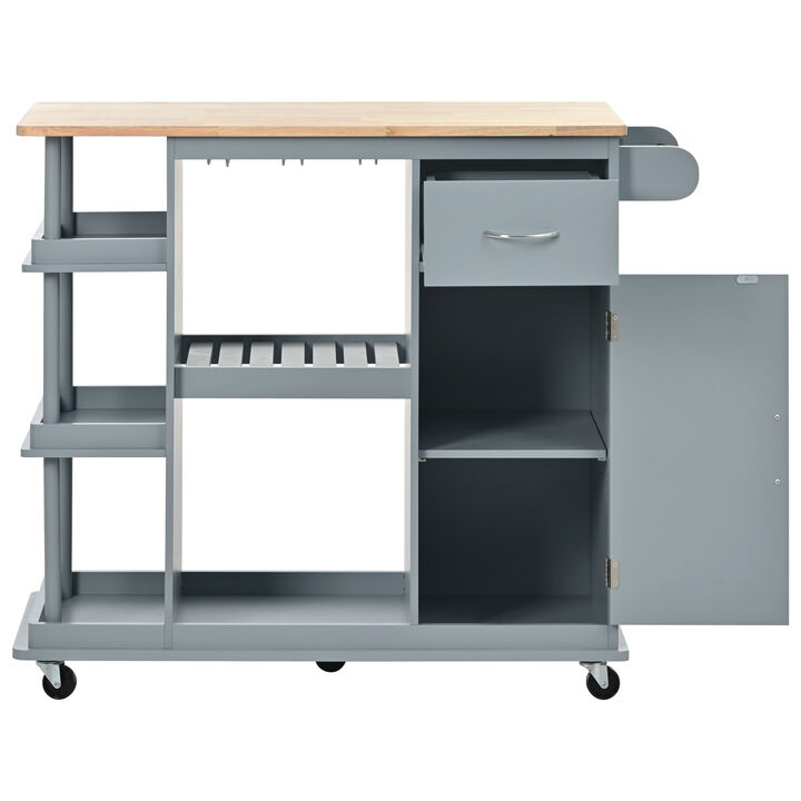 Merax Multipurpose Kitchen Cart Cabinet with Side Storage Shelves