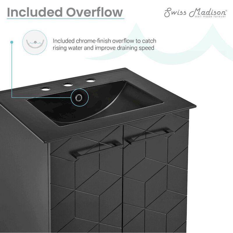 Annecy 24 in. Phantom Black Bathroom Vanity with 3-Hole Ceramic Sink Top image number 3