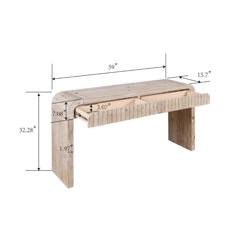 GOODSILO 59 Inch Vintage Crafted Farmhouse Console Entryway Table with Two Hidden Handle Drawers, Easy Assembly for Entrance, Dining, Living Room and Hallway Use image number 2