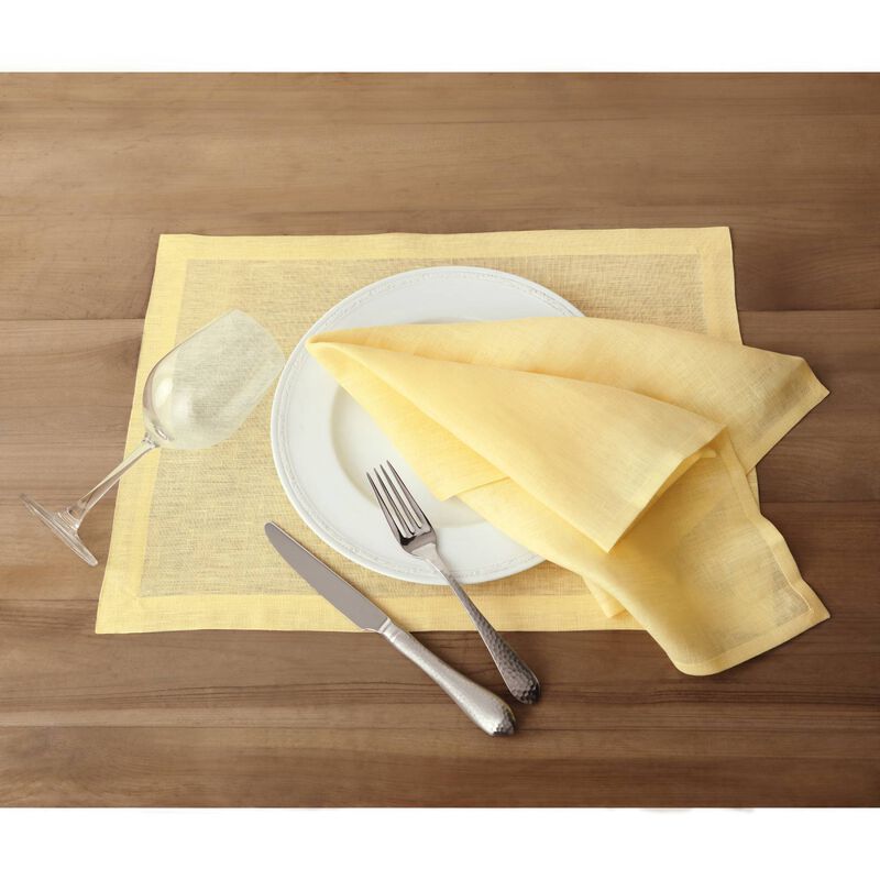 Solino Home 100% Pure Linen Placemats 14 x 19 Inch Set of 4 - Fete