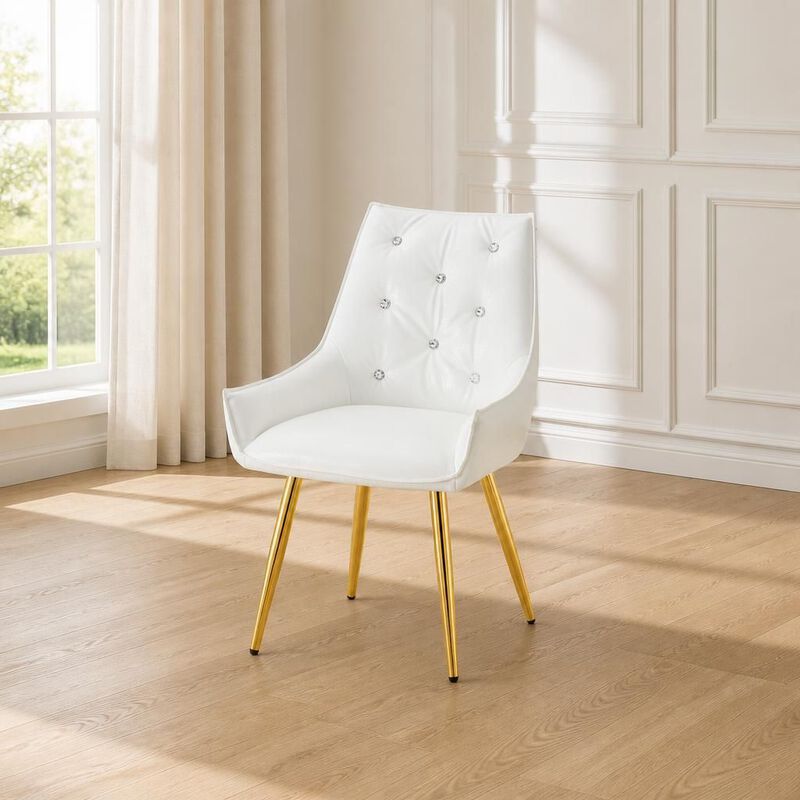 GOODSILO Crocodile Pattern Tufted Accent Chair with High Resilience Cushion Metal Legs for Dining Room Living Room Office, Set of 2 image number 3
