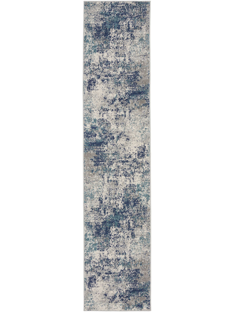 Passion PSN36 Ivory/Teal 2'2" x 10' Rug image number 0