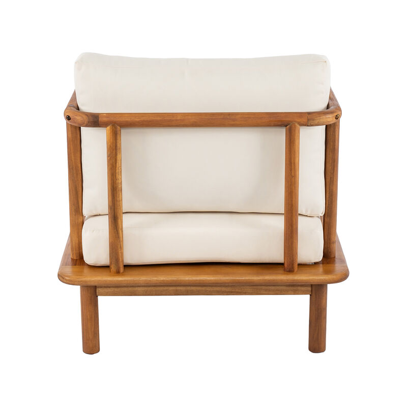 Christopher Knight Home Snee Farmhouse Patio Acacia Wood Club Chair with Cushion image number 5