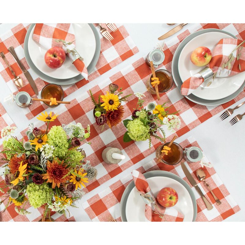 Solino Home Buffalo Check 100% Linen Table Runner &ndash; Handcrafted, Machine Washable, Perfect for Holiday and Everyday Dining