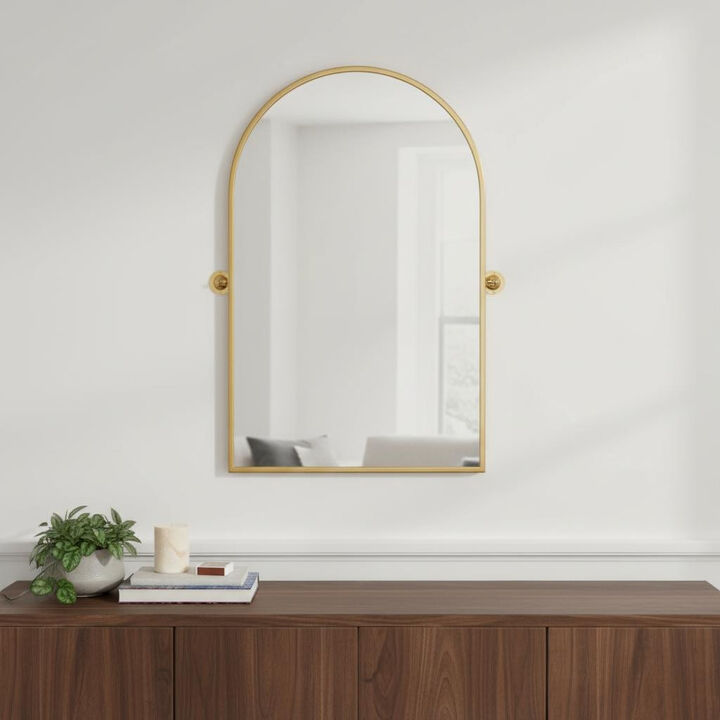 HomeRoots 31" Gold Aluminum Arch Tilting Framed Accent Mirror