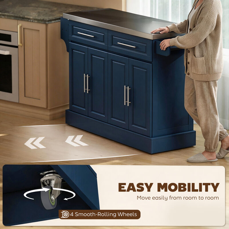 Hivvago Rolling Kitchen Workstation with Stainless Countertop image number 6