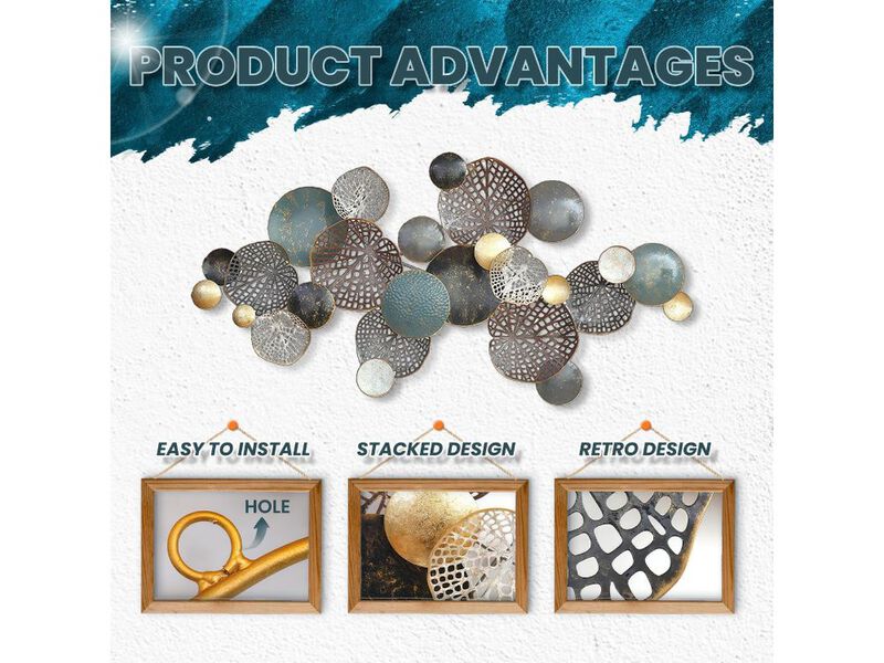 Large Metal Wall Art Lotus Leaf 3D Flower Decor Coastal Style for Living Room image number 2