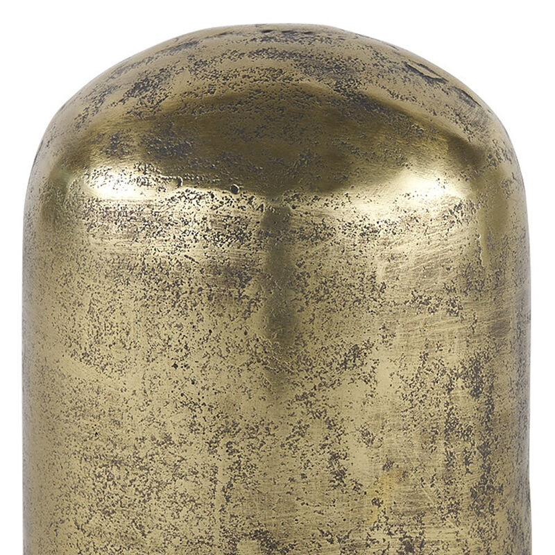 HomeRoots 7" Antiqued Brass Cast Aluminum Cylindrical Tabletop Sculpture image number 2