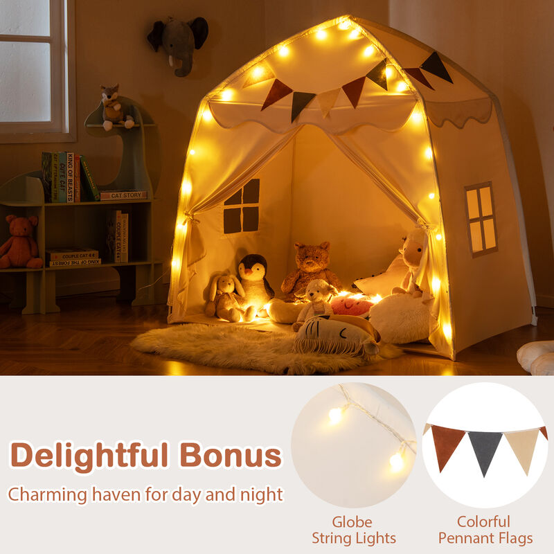 Large Kids Play Tent Bed with String Lights &ndash; Fun Playhouse for Indoor & Outdoor image number 4