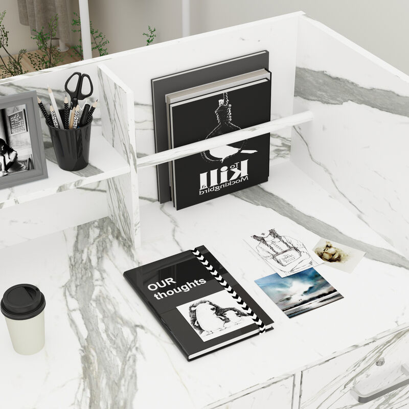 47.3 in. Rectangle Gray Wooden Console Table with 3-Drawers, Cabinet and Shelves Side Table for Entryway Hallway