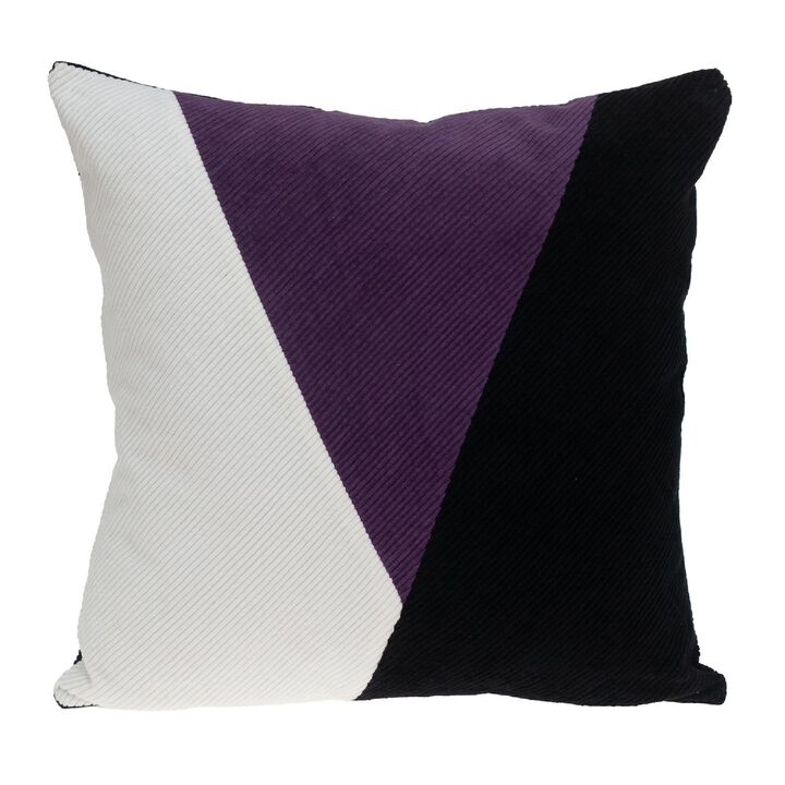20" Purple and Black Color Block Square Throw Pillow