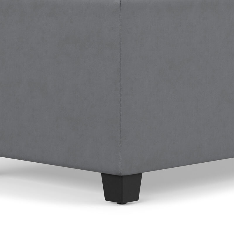 Avalon 54 inch Wide Contemporary Rectangle Extra Large Storage Ottoman Bench in Stone Grey PU faux leather, Assembled image number 9