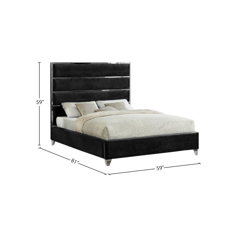 Meridian Furniture Zuma Black Velvet Full Bed
