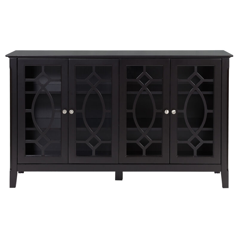 HOMCOM Sideboard Buffet Cabinet, Kitchen Storage Cabinet, Glass Door Accent Cabinet with Adjustable Shelves, Espresso