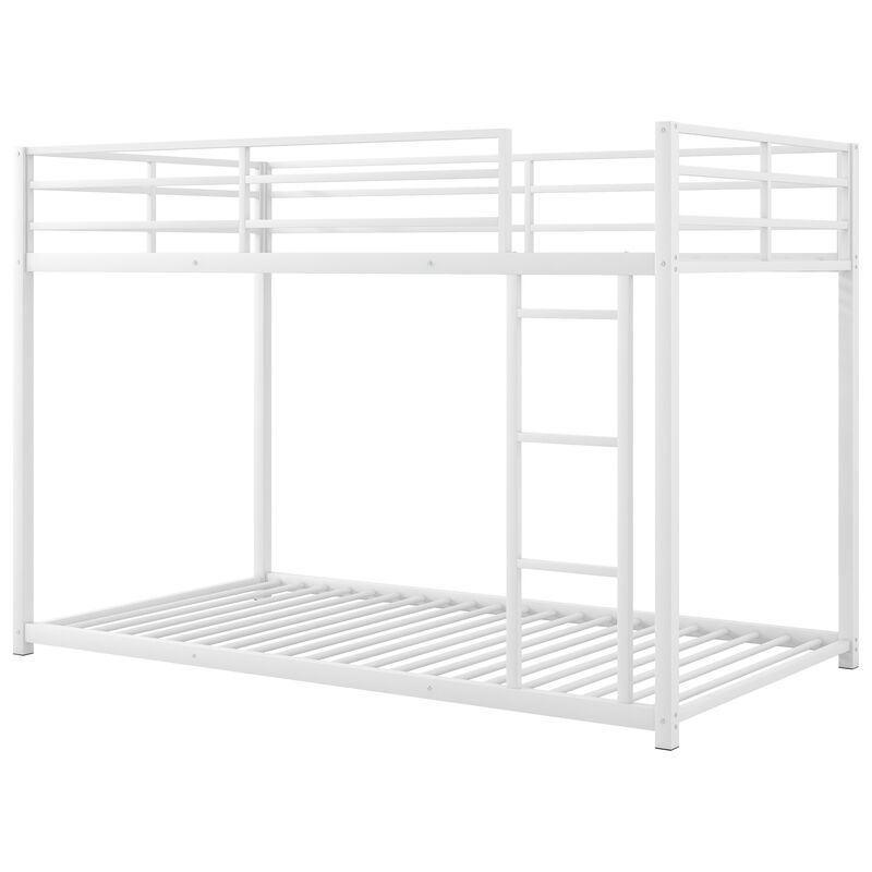 Whisen Twin over Twin Metal Bunk Bed, Low Bunk Bed with Ladder