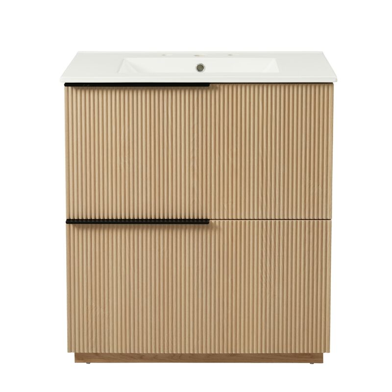 30-Inch Bathroom Vanity with High-Quality Ceramic Sink and Drawers,Green