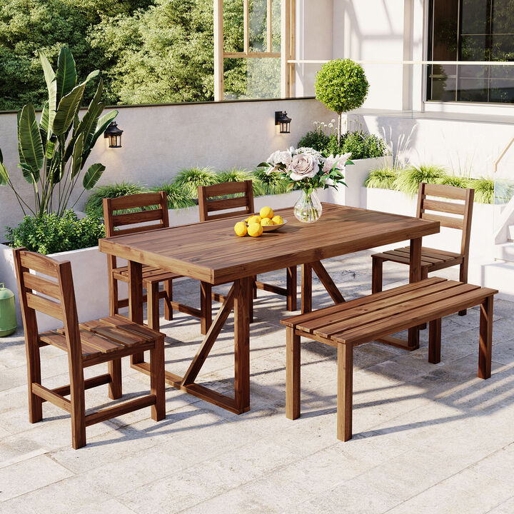 Whisen High-quality Acacia Wood Outdoor Table and Chair Set, Suitable for Patio, Balcony, Backyard - Natural Wood