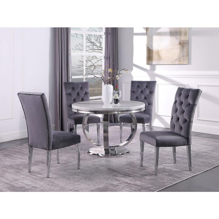 Layla Modern Velvet Upholstered Side Chairs in Gray (Set of 2)