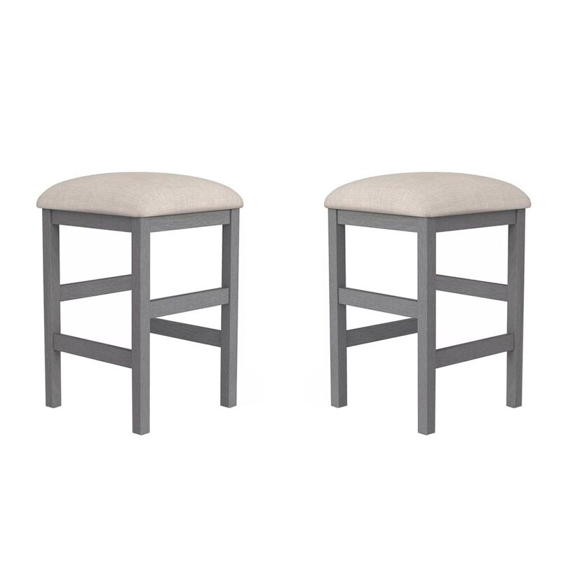 Simple Relax Set of 2 Counter Height Stools in Light Gray and Beige image number 0