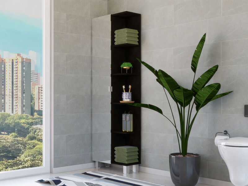 Venus Mirror Linen Single Door Cabinet image number 1