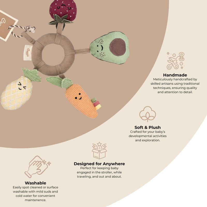 Clementine Fruits & Veggies Soft Plush Activity Ring image number 2