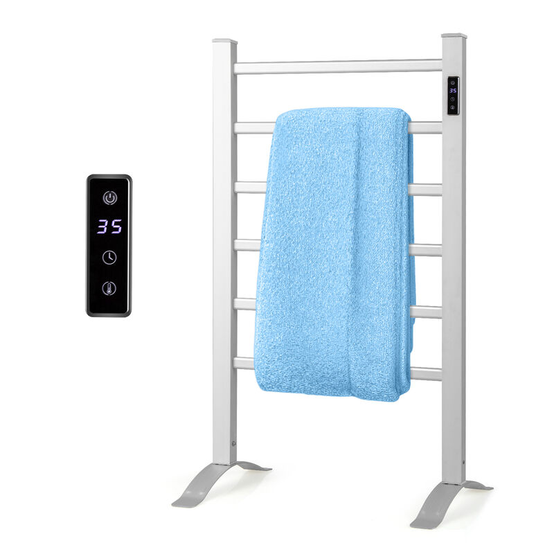 Freestanding and Wall-mounted 6 Bars Towel Warmer with Timer and LED Display