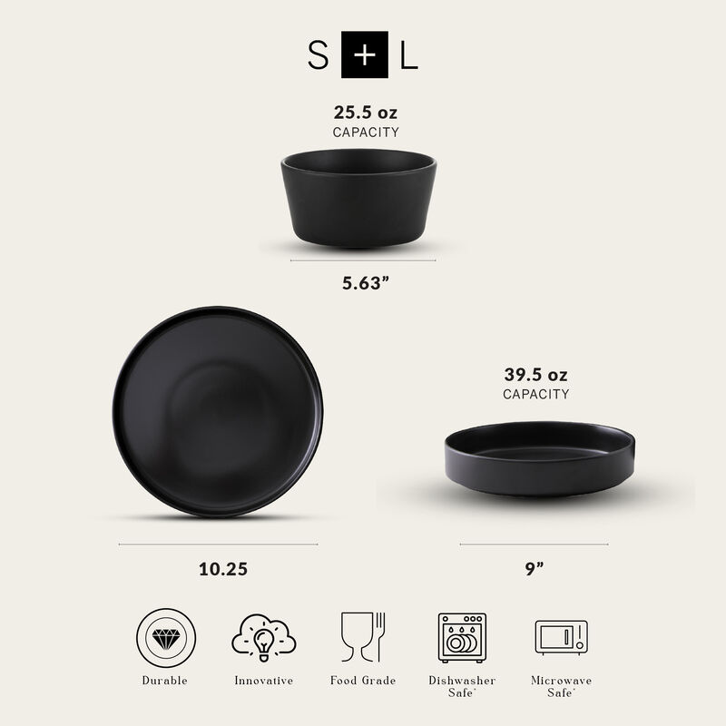 Stone Lain Celina Stoneware 24 Piece Dinnerware Set with Dinner Bowls