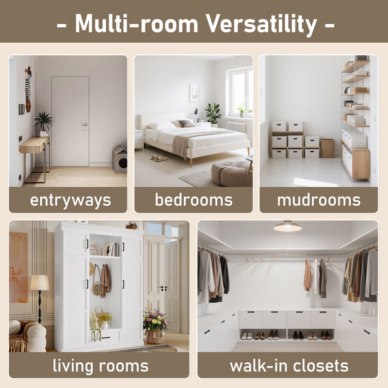 Merax  Entryway Storage Cabinet with Bench  Modern Hall Tree Organizer Hooks & Shelves for Hallway/Entry