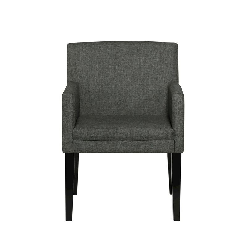 Simple Relax Set of 2 Fabric Upholstered Dining Arm Chairs in Charcoal Grey and Black image number 2
