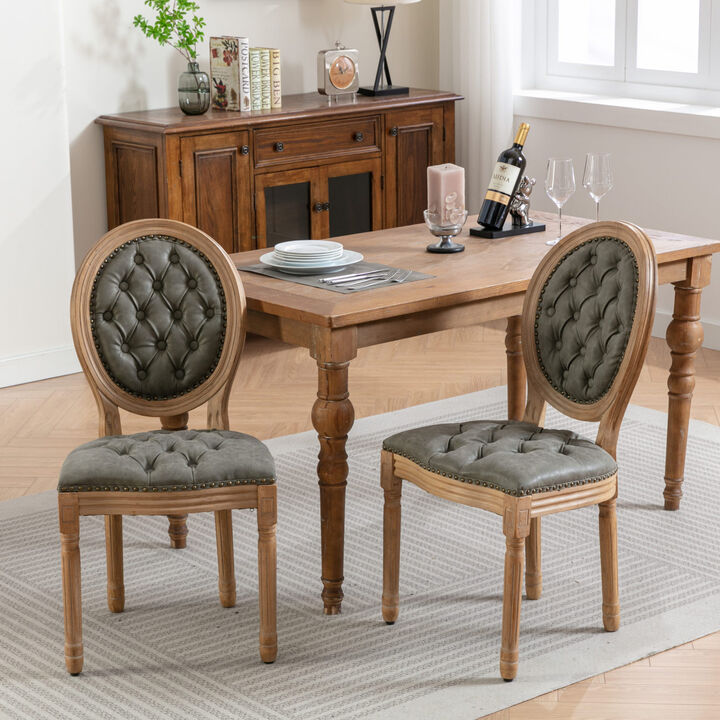 GOODSILO Set of 2 French Style Dining Chairs with Hand-Pulled Buckle Design