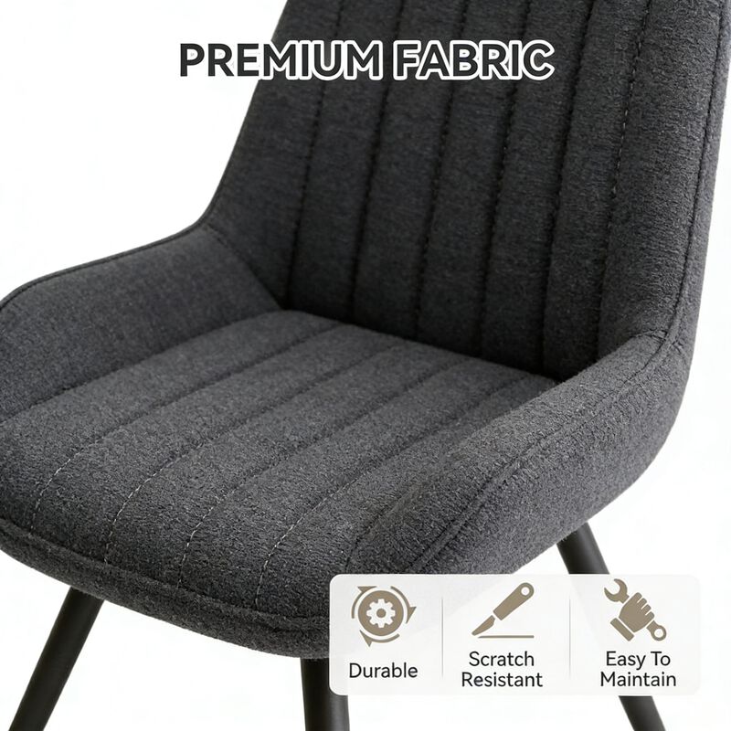 Modern Ribbed Fabric Upholstered Dining Chair Set of 4 image number 5
