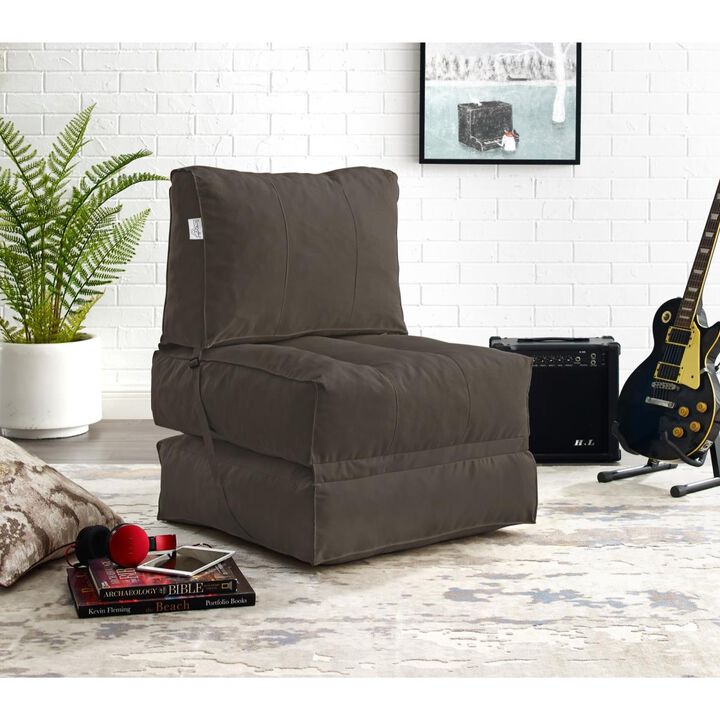 Posh Living  Nylon Bean Bag Chair, Foam Sofa, Lounge Convertible Chair, Sleeper Chair, Memory Foam Sofa & Flip Chair - 55 x 27.5 x 24.4 in.