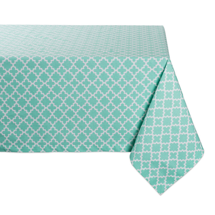 104" Aqua Blue Cotton Lattice Tablecloth