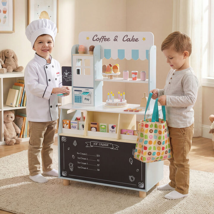 Kids Pretend Ice Cream Shop Set with 27 Accessories and Machine