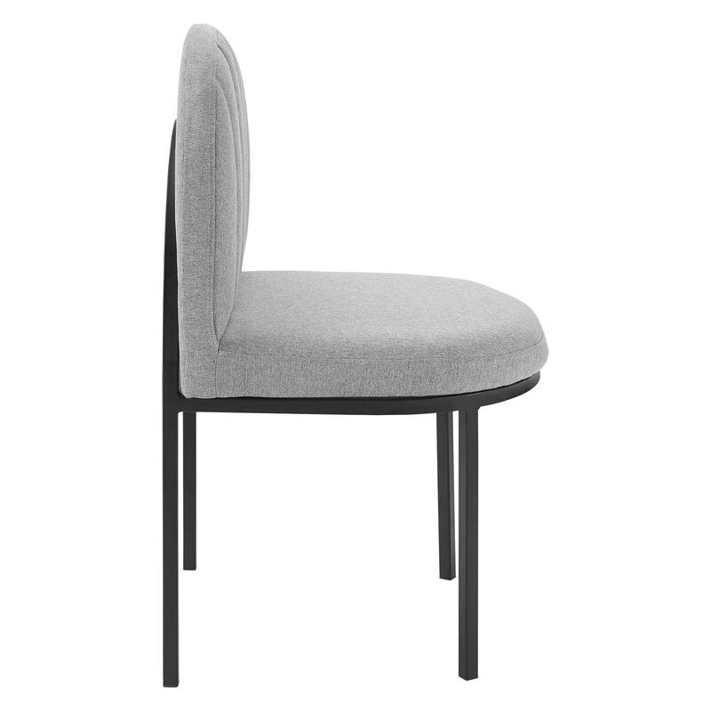 Modway Isla Channel Tufted Upholstered Fabric Dining Side Chair, Black Light Gray