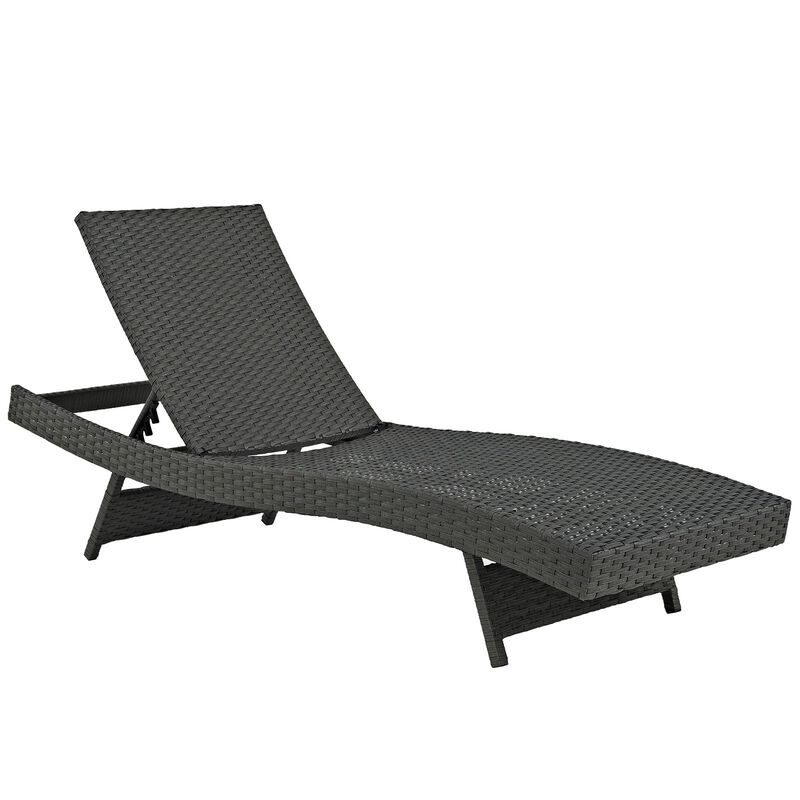 Modway Sojourn Wicker Rattan Outdoor Patio Sunbrella Fabric Chaise Lounge in Canvas Navy image number 4