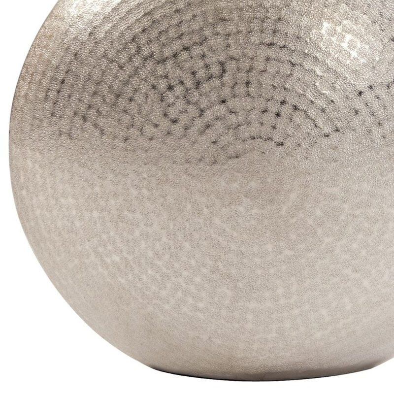 HomeRoots 14" Silver Hammered Round Aluminum Table Vase image number 4