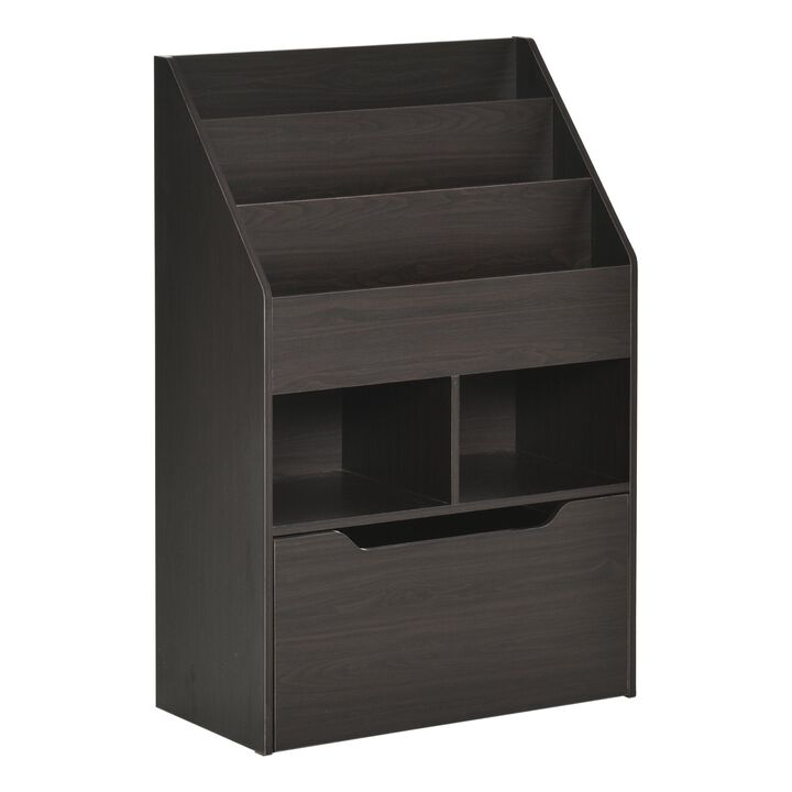 Brown Children's Storage: Multi-Shelf Bookcase with Mobile Drawer