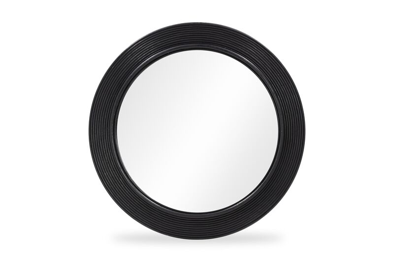 Tov Furniture Tanya Rattan Round Wall Mirror (Black) image number 0