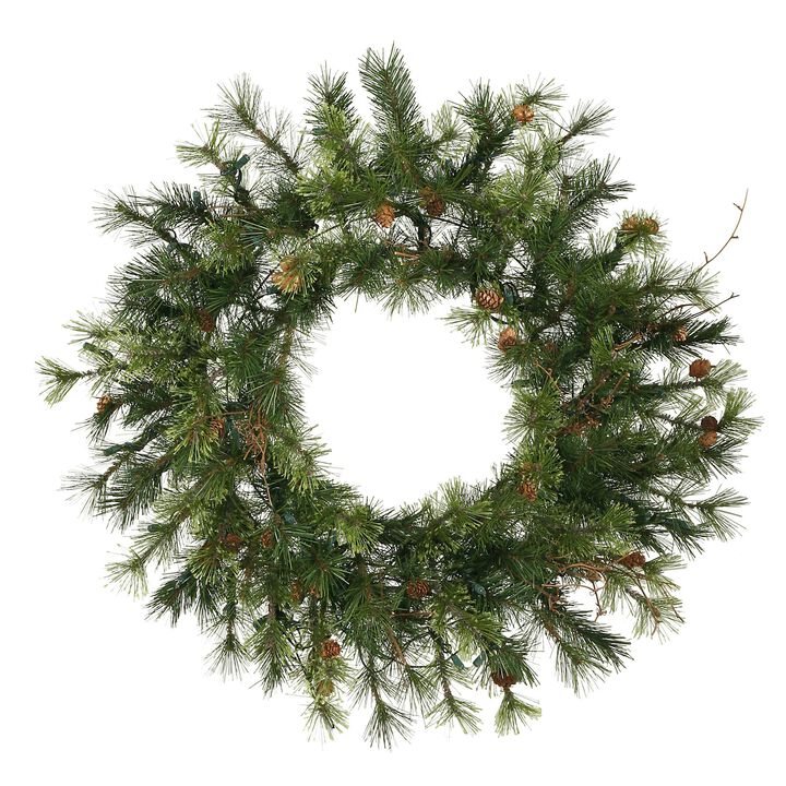 Vickerman 24" Mixed Country Pine Artificial Christmas Wreath, Unlit - Faux Mixed Needle Christmas Wreath - Indoor Seasonal Home Wall Decor